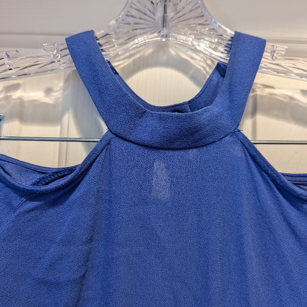 Free People Drift Away Tunic Dress Top Royal Blue Cold Shoulder Size Small *NWOT - Picture 9 of 14